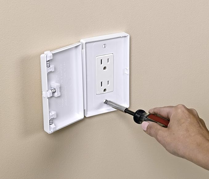 Baby Toddler Pet Wall Outlet Cover for Modern Decora Leviton Legrand Wide Style, Electrical Safety Guard for Home and Business, Made in USA (1 Count, White)