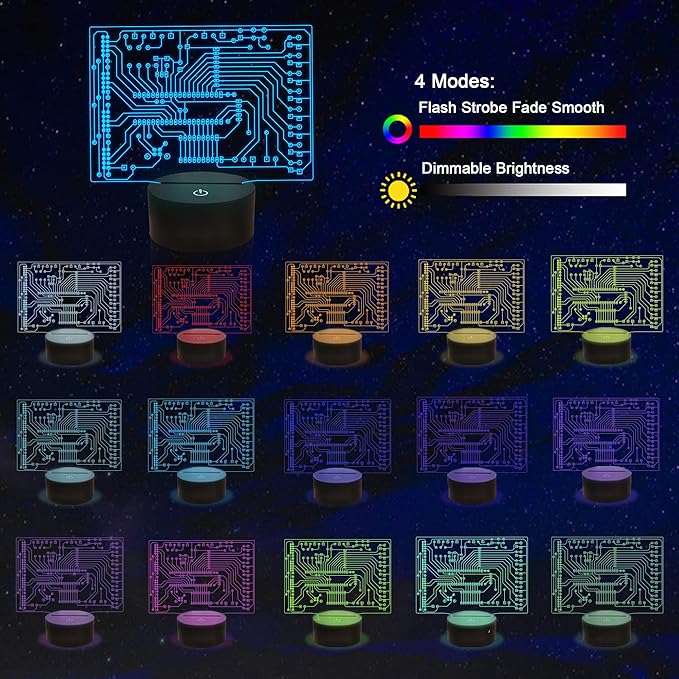 YuanDian Geeky Gifts, Computer Geekery PCB Lamp 16 Colors Changing Touch & Remote Control for Men Boys Women IT Tech Support Nerds Geek Lovers
