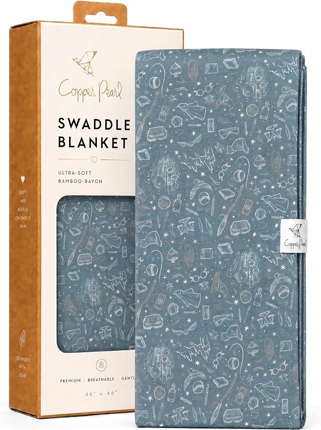 Copper Pearl Swaddle Blankets for Newborns | Soft Stretchy Receiving Blankets for Boys and Girls | Large 46 x 46 Inch Baby Blankets | Lightweight and Breathable Swaddles | Hogwarts