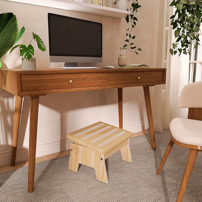 Dream On Me Ease-Up Adjustable Nursing Footrest in Natural – Solid Pinewood Foot Stool for Breastfeeding, Posture Support & Comfort, Lightweight, Easy to Assemble, Helps Reduce Back & Neck Pain