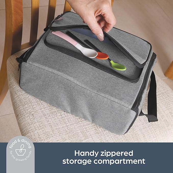 Dreambaby Grab ?˜N Go Travel Booster Seat ??Portable Toddler High Chair for Dining (6M-3Y) with Storage & Shoulder Strap