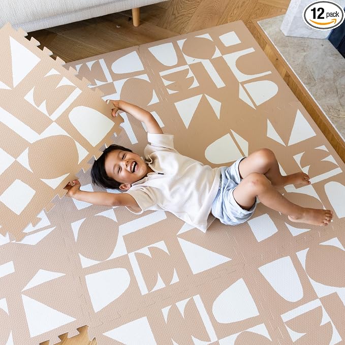Lillefolk Baby Play Mat for Floor – 6x8ft Terracotta | Soft Non Toxic Premium EVA Foam Tiles for Tummy Time, Crawling & Playroom – Waterproof Interlocking Floor Mat for Babies & Toddlers (12 Tiles)