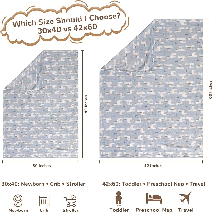 NTBAY Muslin Baby Swaddle Blanket, 2-Layer, 30x40 Lightweight Receiving Blanket for Newborns and Infants, Crib Stroller Travel Use, Palm and Zebra