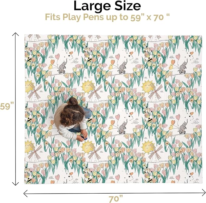 JumpOff Jo Foldable Foam Play Mat ??Large Waterproof Baby & Toddler Activity Floor Mat, Double-Sided 70 x 59 Inch Play Surface
