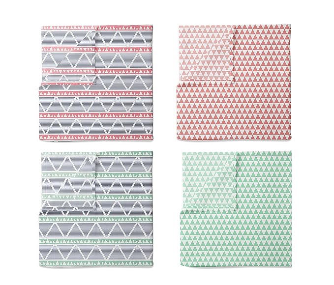 Bacati Emma Aztec Triangles 4 Piece Cotton Muslin Swaddling Blankets, Mint