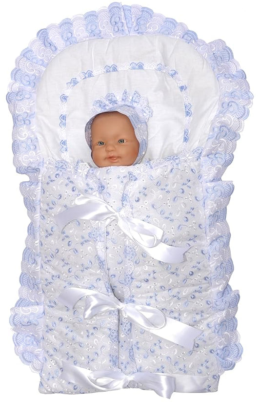 Elegant Embroidered Bow Baby Blanket, Color: Blue