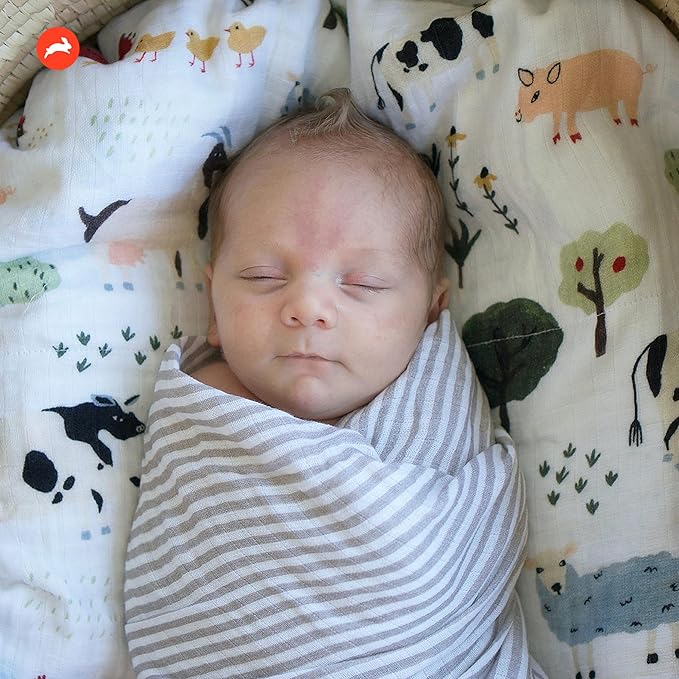 RED ROVR 100% Certified Organic Cotton Muslin Swaddle | Newborn Receiving Blanket | Baby Wrap | Boy, Girl, Unisex | Soft, Lightweight, Breathable | Burping, Nursing, Swaddling | 44"x44" | Jungle Lea