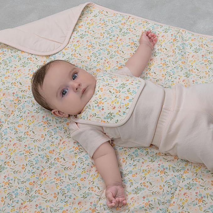 100% Cotton Baby Blankets for Girls, 41"x 27.5" Reversible Nursery Bed Blankets Floral, Soft and Breathable Toddler Blanket, Cozy Crib Comforter and Crib Blanket Nursery Gift Set Newborn Essentials