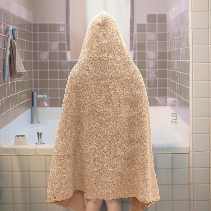 ORIGINAL KIDS Hooded Bath Towel Wrap - Ultra Soft 100% Cotton Terry Large Oversized Hooded Kids Towel - Toddler Big Kid Shower Pool Beach Towel - Absorbent Quick Dry Easy Care Gift - 30 x 54 - Linen