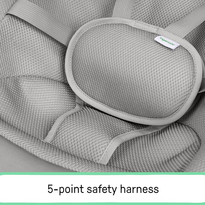 Ingenuity Nestle Vibrating Rocker, Lightweight Foldable Infant Seat with Breathable Fabric, 2-Position Recline, Mini Vibration Unit, 5-Point Harness, Travel Bag