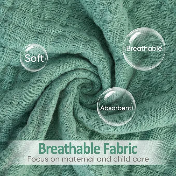 MIGIOL Muslin Burp Cloths 100% Cotton Pack of 12. Soft, Gentle & Absorbent Baby Burp Cloths for Baby Girl & Boys. (Light Blue 12 Pieces)