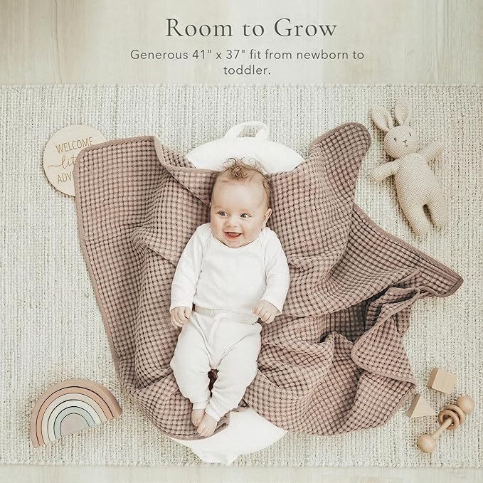 Konssy Waffle Baby Blanket - Soft & Cozy Nursery Swaddle Blanket, Lightweight Toddler Throw for Boys & Girls, Ideal for Wrapping(Clay)