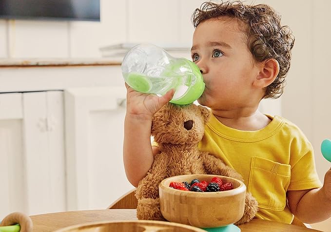 Munchkin Straw Cups, 10 Ounce, Weighted, Click Lock Lid | 4 Pack | Blue/Green | Toddler | Any Angle