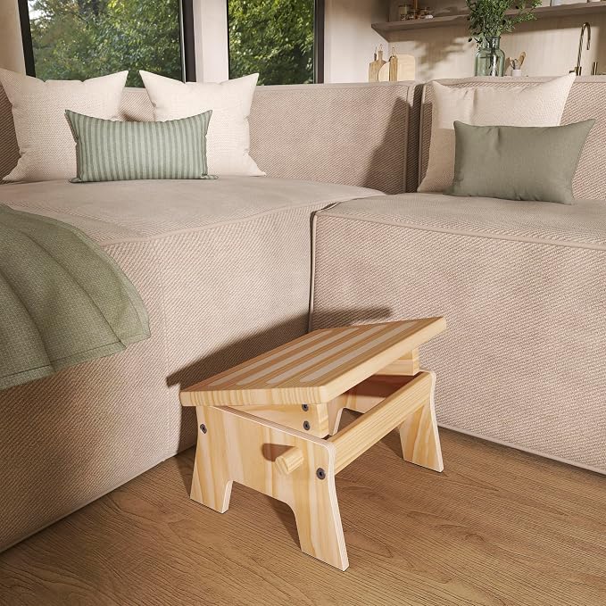 Dream On Me Ease-Up Adjustable Nursing Footrest in Natural – Solid Pinewood Foot Stool for Breastfeeding, Posture Support & Comfort, Lightweight, Easy to Assemble, Helps Reduce Back & Neck Pain