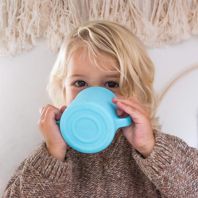 green sprouts Learning Cup |Helps toddler develop independent drinking skills | Easy-grip handles | Heat-Resistant |Dishwasher Safe | Navy 2-pk