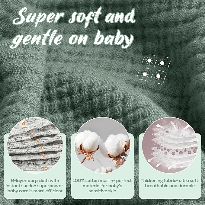 Muslin Hooded Baby Towels for Newborns, 32"x32", 100% Cotton ??6 Layers Super Soft Absorbent Breathable, Baby Bath Towel, Toddler Bath Towel ??Pack of 2