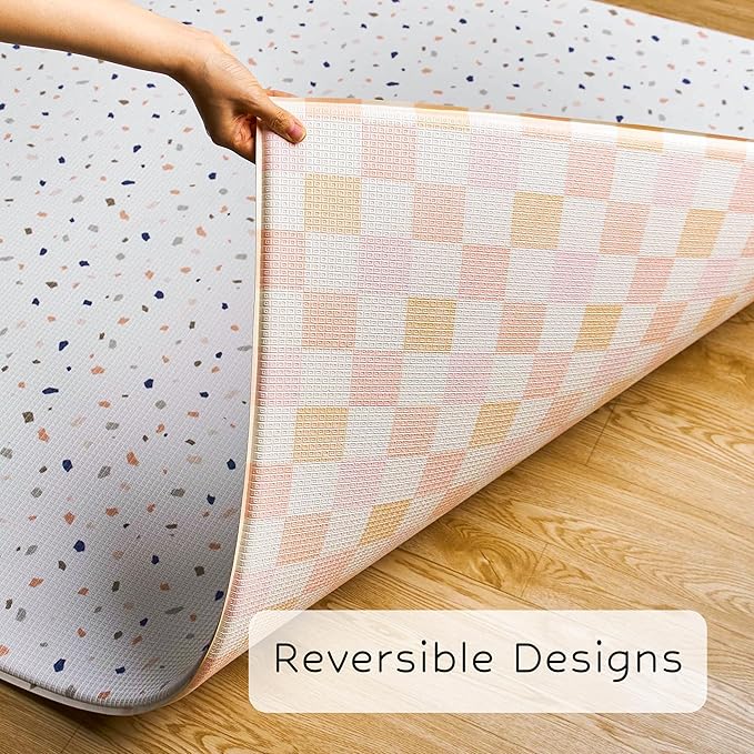 Reversible Play Mat 82??x 55??- for Infants, Babies, Toddlers, Kids | Waterproof, Durable, Non-Toxic, Easy-to-Clean | Thick & Large Soft Foam Floor Mat for Gym, Nursery, Playroom