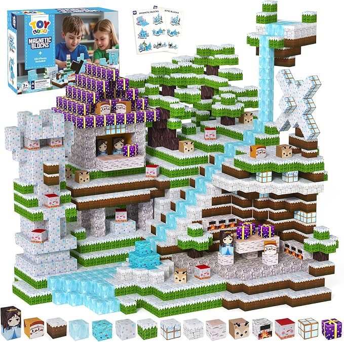 Magnetic Blocks, 154 Pcs Build Mine World Magnet Building Blocks Set for Kids Age 3+ Year Old Boys Girls, Magnetic Construction Building Toy for Toddler (154PCS Frozen Princess Castle)