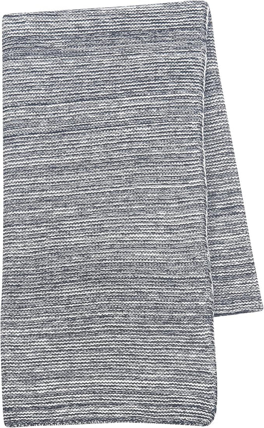 Lambs & Ivy Baby Cotton Blanket - Blue/White Marl Textured Knit, 100% Cotton, Neutral Baby Blanket, 30"x40", Soft & Lightweight