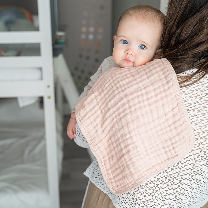 Comfy Cubs Muslin Burp Cloths and Baby Hooded 9 Layer Muslin Cotton Towel for Kids Bundled