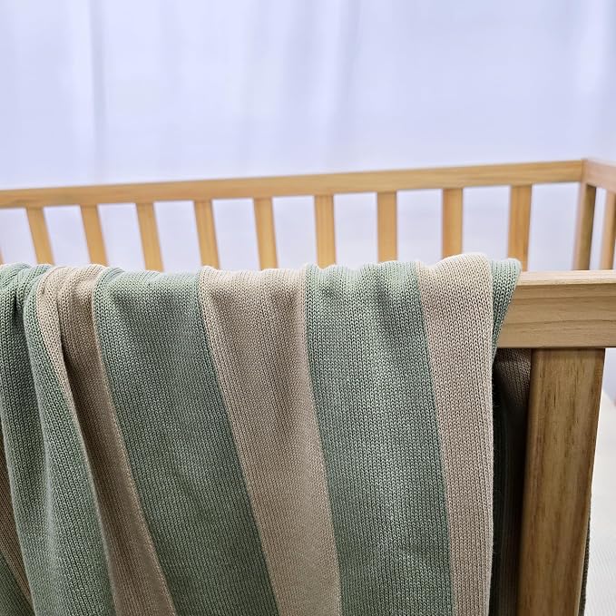 The Heritage Stripe Blanket - 100% Organic Cotton Baby Blanket, American Made, 30x40in - Bassinet, Crib, Stroller - Gift Registry Baby Shower for Newborns and Kids