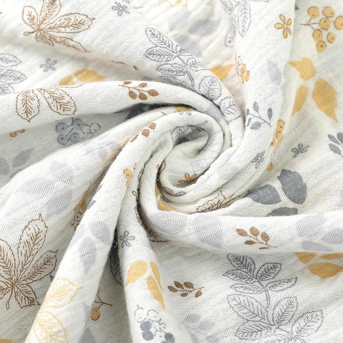 Muslin Toddler Blanket 43"x43" - 100% Cotton Super Soft Crib Blanket for Baby, Infant, Toddler & Baby Boys,Lightweight Nursing Cover & Breathable Stroller Blanket,Floral Design (Grey)