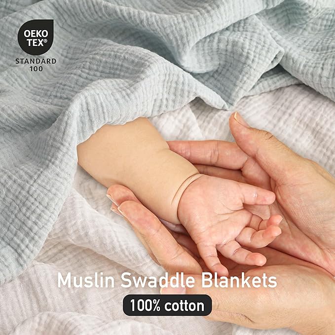 Muslin Swaddle Blankets for Newborn, 3 Pack Breathable Soft Receiving Blanket, Large 38 x 40 inches Swaddle Wrap Burping Clothes Diapers, Essentials Infant Shower Items, Toddler Gift (Cute Farm)
