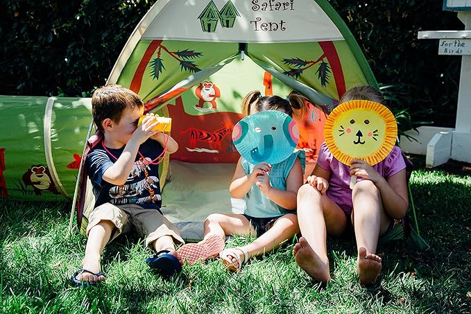 Pacific Play Tents 20435 Kids Safari Fun Dome Tent Crawl Tunnel Combo Indoor / Outdoor Fun,Multicolor