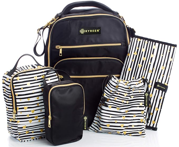 Diaper Backpack Set Includes Backpack Straps, Baby Changing Pad, Small Organizing Pouches and a Bag Strap for Your Stroller - Thick Luggage Sleeve with Security Pouch for Travel