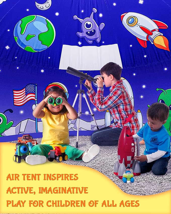 Skywin Air Tent for Kids (77??x 50?? Builds in 30 Sec, Toddler Tents Indoor for Imaginative Play, Spacious Kids Forts Indoor Playhouse for Boys & Girls Ages 3-14 (Fan Not Incl) (Space Cadet)