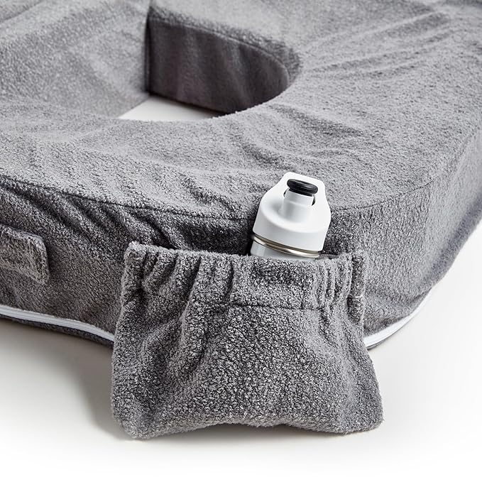 My Brest Friend Twin Nursing Pillow - Enhanced Comfort with Slipcover - Ultimate Ergonomic Support for Breastfeeding- Adjustable Strap and Silent Release Buckle with Handy Side Pocket, Evening Grey