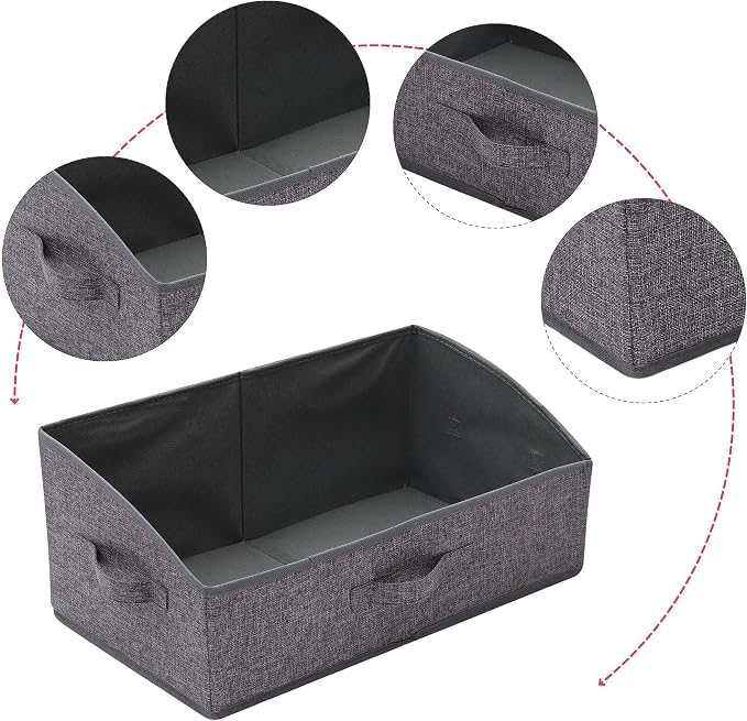 TENABORT 6 Pack Trapezoid Large Foldable Closet Storage Bins with Handle, Fabric Storage Organizer Cube Colth Containers Linen Box Shelf Baskets for Clothes Clothing Shelves Wardrobe