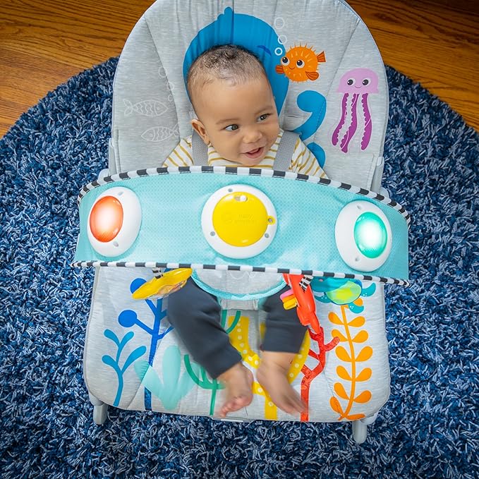 Baby Einstein Ocean Explorers Kick to It Opus Musical Infant to Toddler Rocker, Baby Chair, Baby-Activated Music and Lights, Ages 0-30 Months