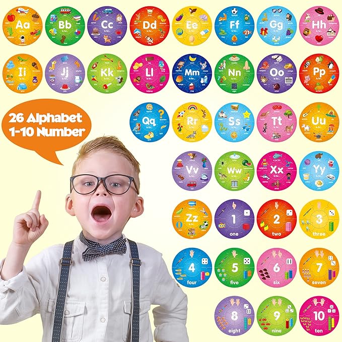 SYNARRY Number and Alphabet Puzzles for Kids Ages 4-6, Alphabet Learning Toys for Kids Ages 3-5, ABC Puzzles Preschool Learning Activities Educational Toys Gifts for 3 4 5 6 7 8 Year Old Boys Girls
