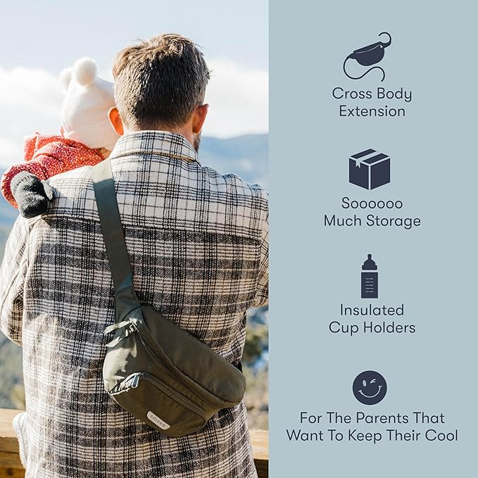 Colugo On-The-Go Stroller Organizer Insert with Zipper, Caddy with Cup Holder, Stroller Accessories for Parents specially designed to fit to your stroller with Non Slip Straps (Black)