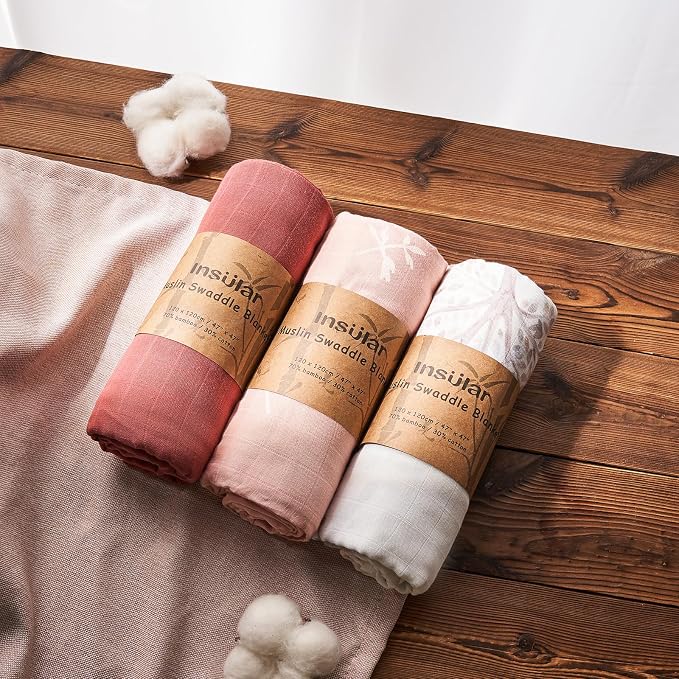 Insular Muslin Swaddle Blanket (Red&Purple&Pink Tree&Floral)