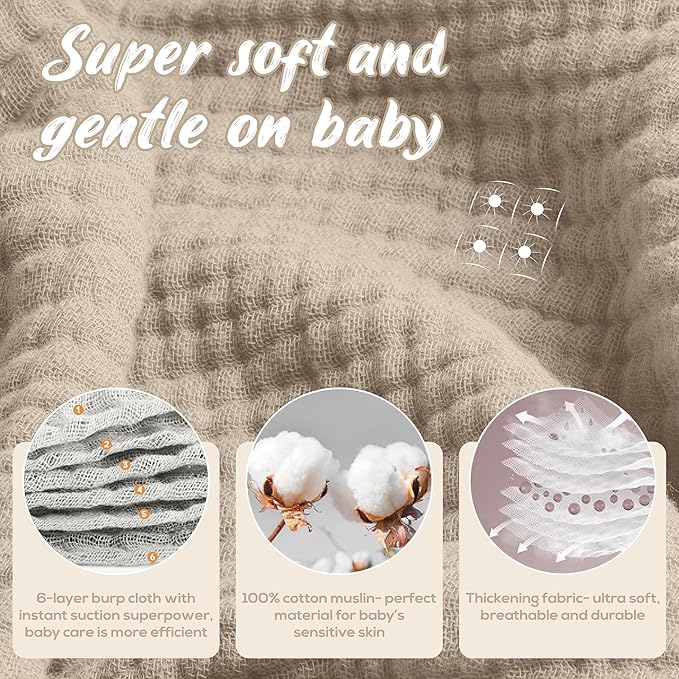 Muslin Hooded Baby Towels for Newborns, 32"x32", 100% Cotton ??6 Layers Super Soft Absorbent Breathable, Baby Bath Towel, Toddler Bath Towel ??Pack of 2
