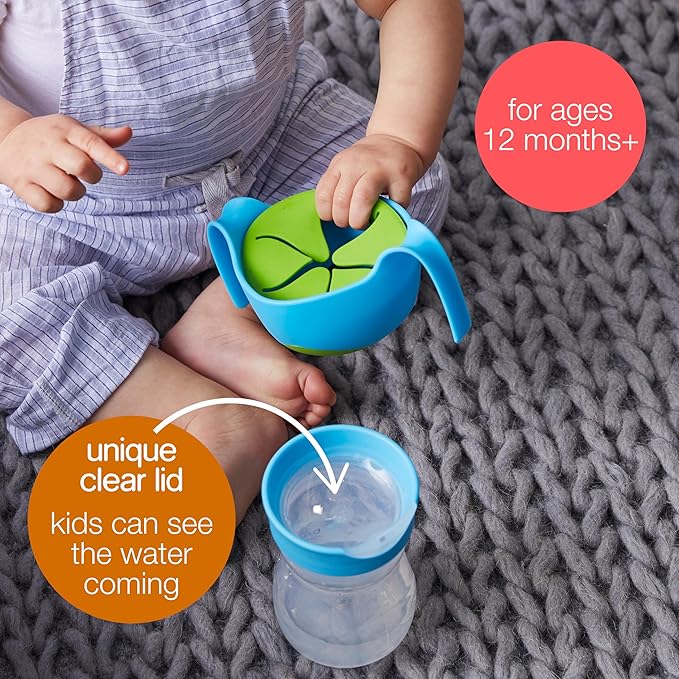 b.box Toddler Training Cup: Free Flow Opening, Great Transition from Sippy to Big Kid Cup. BPA Free, Dishwasher safe. Ages 12+ months (Lullaby Blue, 8oz)