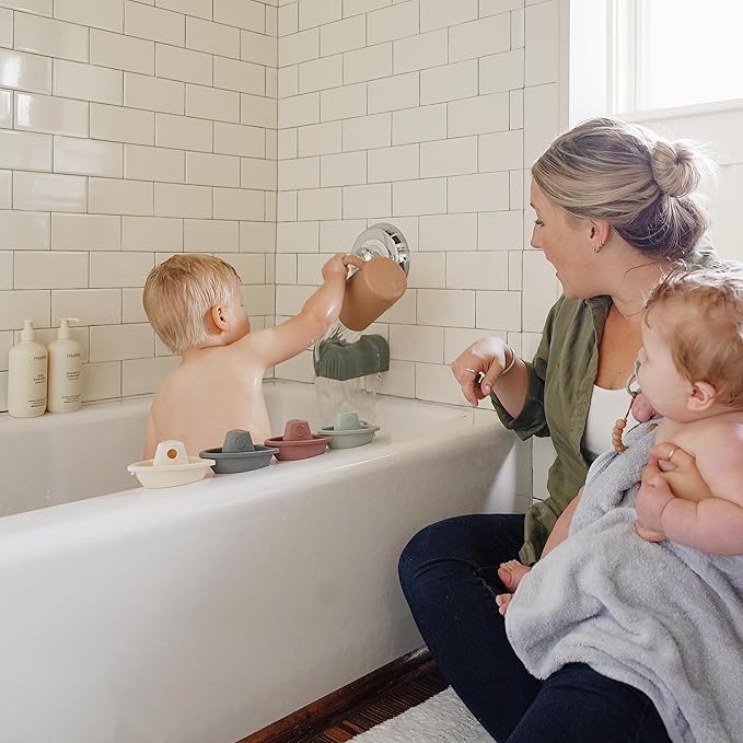 mushie Baby Bath Rinse Cup | 100% Food Grade Silicone | Shampoo & Body Washing Rinser Cup For Kids (Shifting Sand)