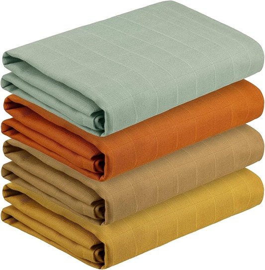Featherhead??100% Cotton Muslin Swaddle Blankets for Baby Girl - Large 47?�x 47??- Pre-Washed, Soft, & Breathable - Newborn Essential & Perfect Baby Registry Gift (4 Pack - Brown Solids)