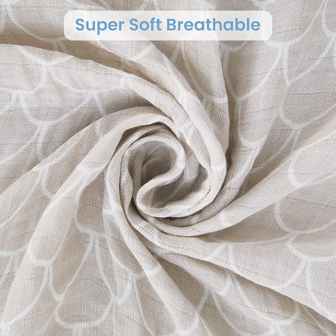 Softan Muslin Swaddle Blankets for Baby Girl & Boy, 47X47In Receiving Blankets for Newborn, Swaddle Blanket Set Soft Silky & Breathable,Blue Rainbow and Five-Pointed Star, 4 Pack