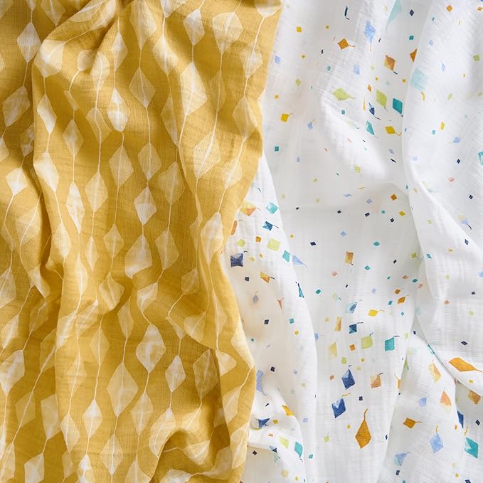 aden + anais Essentials Cotton Muslin Swaddles, Breathable Baby Blanket, Ideal for Boys, Girls, Newborns, Babies & Infants, Receiving Blanket, Soft and Lightweight Wrap, 2 Pack, Kite Parade