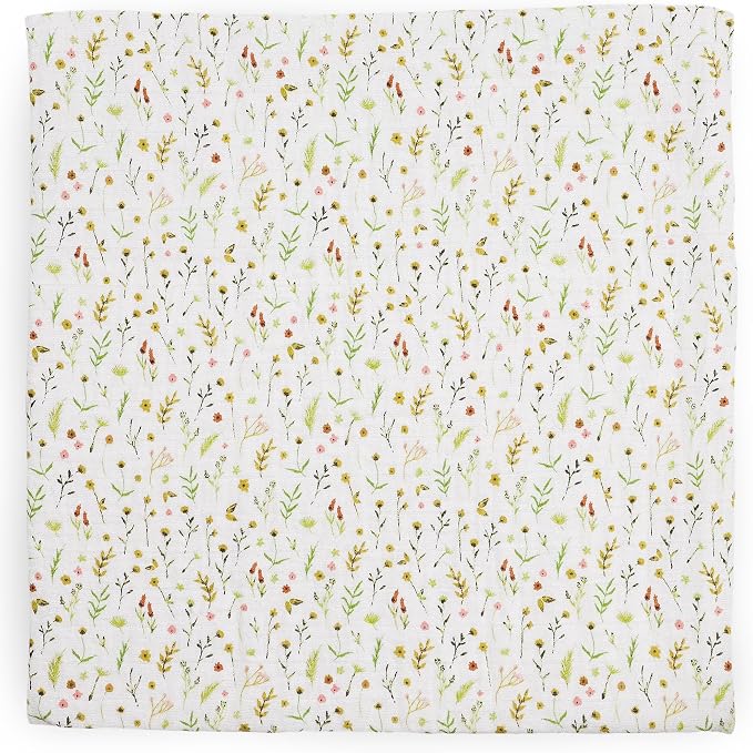 Little Unicorn 100% Natural Organic Cotton Muslin Swaddle Blanket 2 Pack | Giftable Set of 2 swaddles (Floral Field)