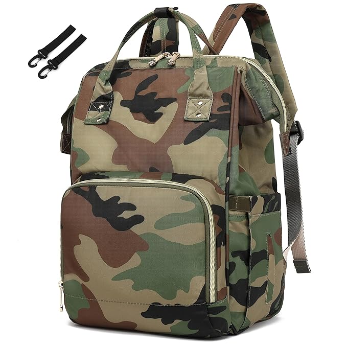 Camo Diaper Bag Backpack for Baby Girls, Mom Waterproof Large Nappy Bags for Women