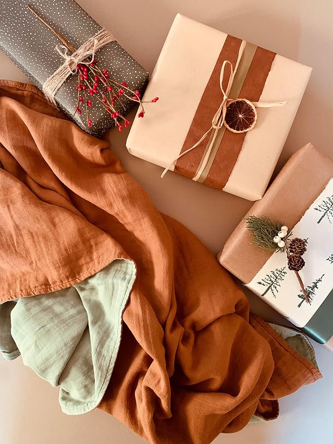 Leyl&Ari Basic Toddler Blanket | Organic Baby Blanket for Boys Girls | Gender Neutral Newborn Essentials (Sage/Sienna)