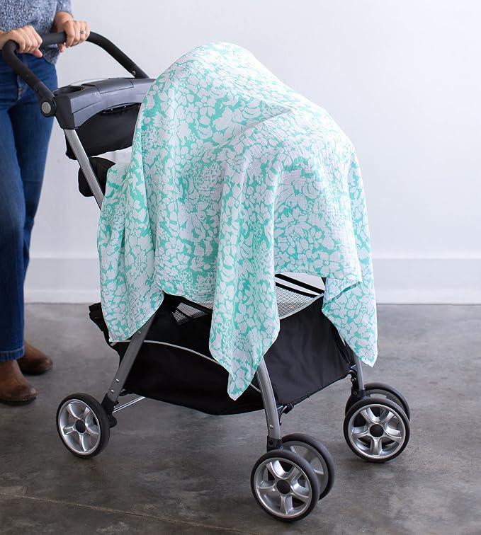 SwaddleDesigns Marquisette Receiving Swaddle Blanket for Baby Boys & Girls, Soft Premium Cotton Muslin, Best Shower Gift, SeaCrystal Lush, Parent Picks Award Winner