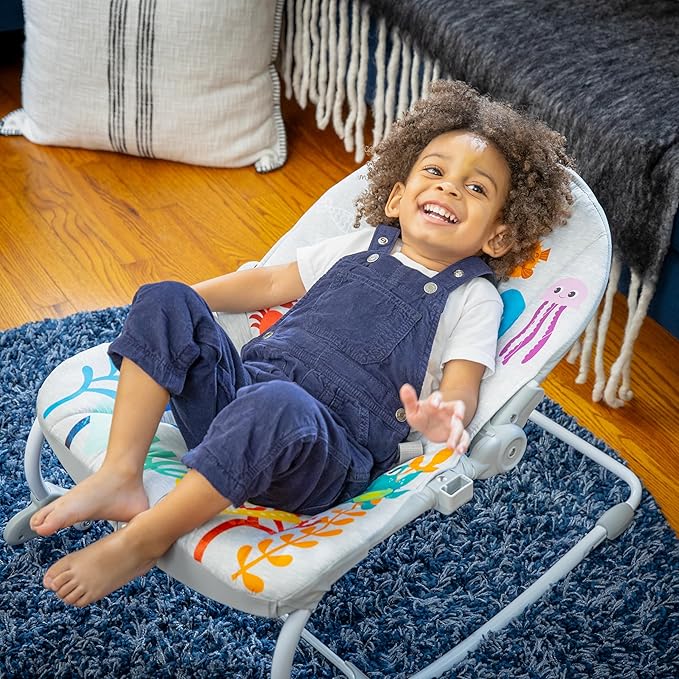 Baby Einstein Ocean Explorers Kick to It Opus Musical Infant to Toddler Rocker, Baby Chair, Baby-Activated Music and Lights, Ages 0-30 Months