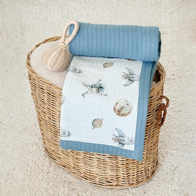 Mouliss Personalized Baby Blanket with Name ??Handmade 100% Organic Cotton Newborn Gift | Custom Knit Blanket for Boys, Girls, Kids & Baby Showers