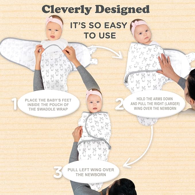 Swaddles for Newborns – 3-Pack Infant Swaddles 0-3 Months – Adjustable Newborn Swaddle Sleep Sack – Soft Organic Cotton Baby Wrap for Safe & Cozy Sleep