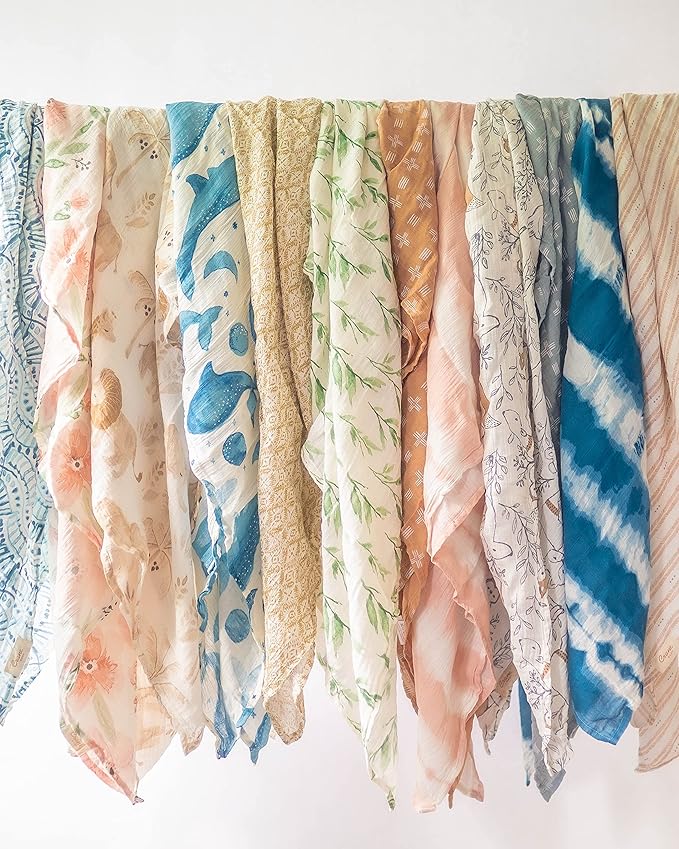 Crane Baby 100% Cotton Muslin Swaddle Blankets, Kendi Safari Animal, Set of 2, 47" x 47", Swaddles for Newborns, Baby Muslin Swaddle Blanket, for Boys & Girls